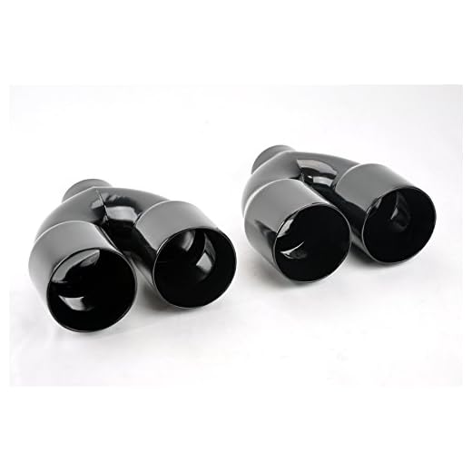Dual 4.0" Quad Style Gloss Black Exhaust Tips for Dodge Challenger 08-16