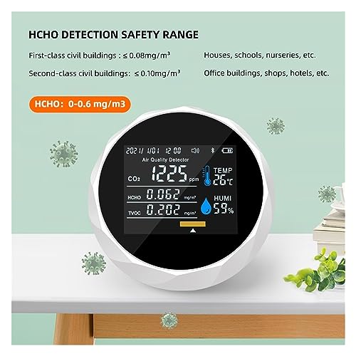 Monitor de aire CO2 multifunción blanco con bluetooth medidor de gas 4