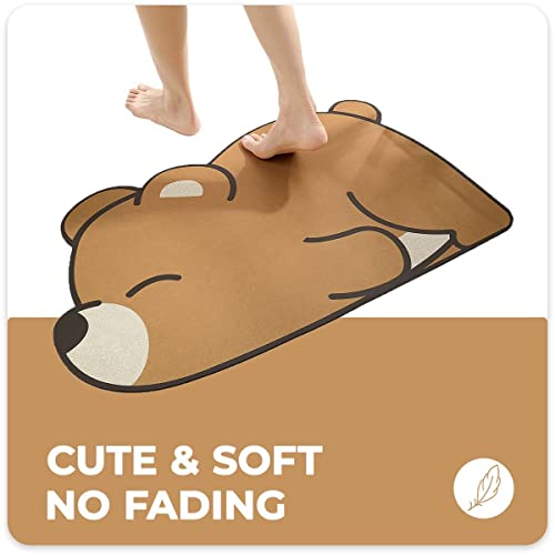 Tyrafry Bathroom Rug Bath Mat, Cartoon Foot Mat, Extra Soft Bath Rug Cozy Microfiber Anti Slip Rug For Toilet, Bathroom And Bedroom, 15.7 X 23.6 Inches, Bear #TOP4