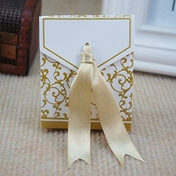 Kubert® 100X Birthday Party Wedding Decoration Gold Ribbon Candy Box Favor Gift Boxes Wedding Favor Wedding Souvenirs