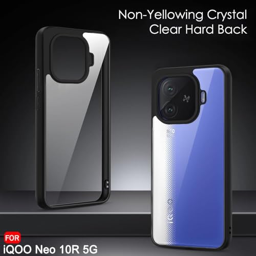 Image of KAPAVER Hybrid Back Cover Case Compatible with IQOO Neo 10R (PC+TPU) (Black)