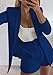 2 Piece Suits for Women Long Sleeve Solid Open Front Blazer Shorts with Belt Casual Elegant Business Suit Set Navy