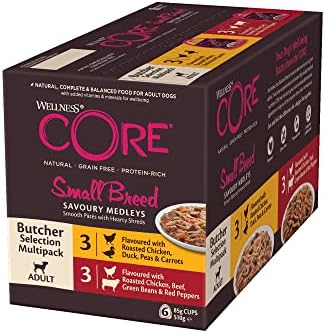 Wellness CORE Small Breed Savoury Medleys, Wet Dog Food for Small Dogs, Dog Food Wet for Smaller Breed, Grain Free, High Meat Content, Farmer Selection Mix, 85 g (Pack of 6)