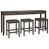 Signature design by ashley rokane urban farmhouse counter height dining room table set with 3 bar stools brown  urban country home decor