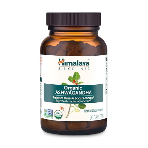 Himalaya Organic Ashwagandha Root 90 Day Supply - Herbal Adrenal Support Supplements for Stress Relief and Energy Support - USDA Organic Non-GMO Vegan Gluten Free 670 mg 90 Caplets