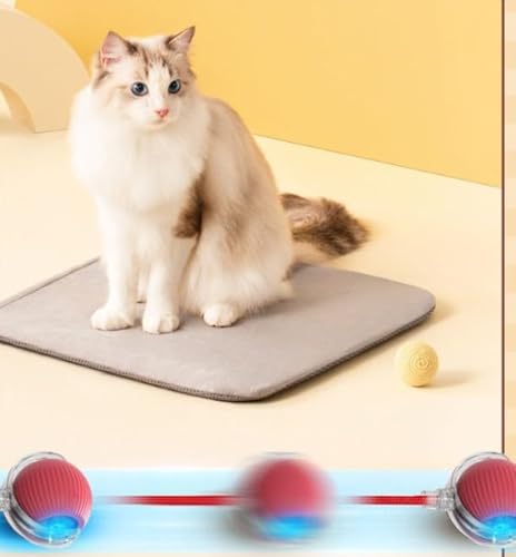 Bola Elétrica Interativa para Gatos, Brinquedo com Luzes e Movimento Automático, Vermelho