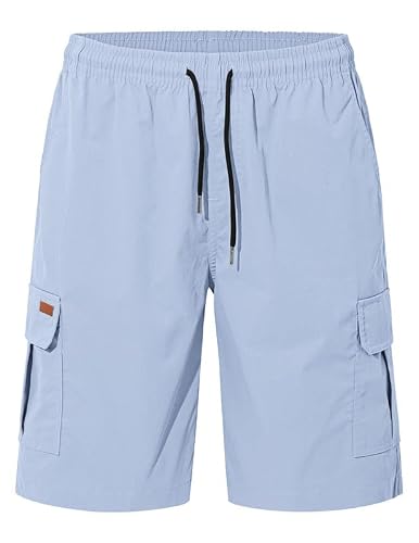 AUSELILY MEN Mens Cargo Shorts Drawstring 9 inch Casual Outdoor Work Relaxed Fit with Pockets Sky Blue 2XL — view 4