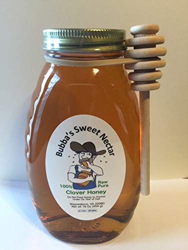 Miniatura 2 de Bubba's Sweet Nectar, Miel de trébol, tarro de vidrio de 16 oz (1 libra) con una taza