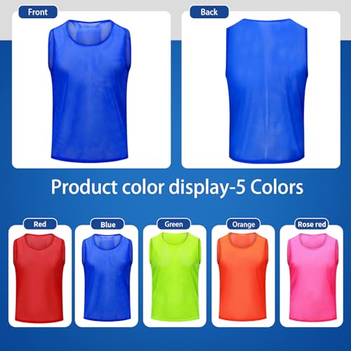 Image of 12 /24 /48Pcs Soccer Pinnies Youth, Scrimmage Team Practice Vests | Mesh Printed and Unprinted Numbers Team Pennies for Basketball Soccer Football Bibs Adults Kids