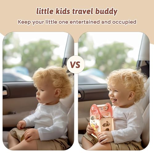 Cubo de actividades para bebés con forma de hongo y juguetes de madera 5 en 1 para niños 2
