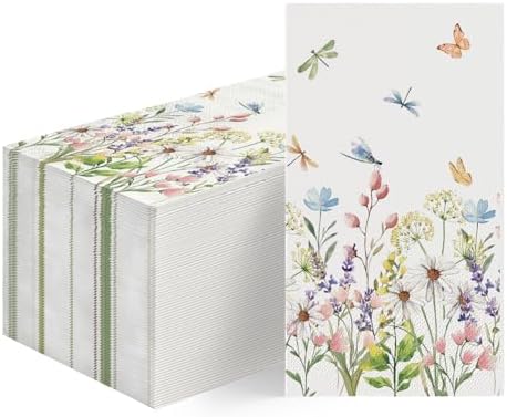 100 Pack Pink Floral Cocktail Napkins - Disposable Paper Napkins For Parties & Showers - View #3