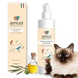amusi Katzen Haar Entwirrungsspray 250 ml 100% Natürlich und Vegan - Entwirrt und löst Katzenknoten - Macht das Fell weich und glänzend - Kein Ausspülen erforderlich und duftet. Für alle Fellarten