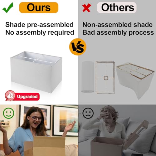 Image of Lynnoland 21 inch Set of 2 Table lamp with USB A+C & AC Outlets, Touch Control 3-Way Dimmable Nightstand Lamps for Bedroom Living Room Office Reading, Gray Shade Touch Lamps, 5000K LED Bulbs Included
