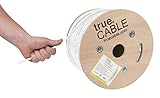 trueCABLE Cat6 Direct Burial, 500ft, Waterproof, Outdoor Rated CMX, White, 23AWG Solid Bare Copper,...