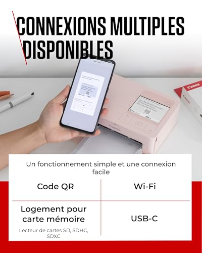 Canon SELPHY CP1500 Imprimante Photo Portable – Impression sans Fil, Impressions Durables, Connectivité USB-C & Carte SD – Imprimante Portable Idéale pour Le Scrapbooking et Les Albums Photo, Noir