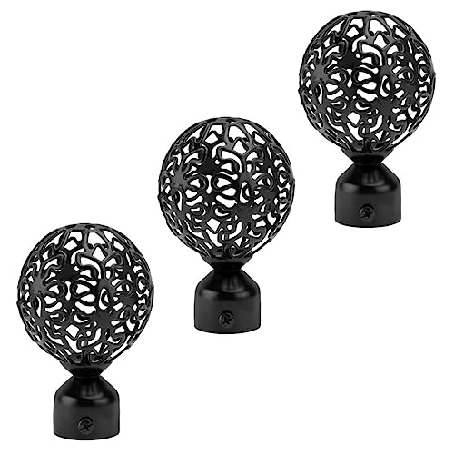 Happyyami Hollow Iron Art Curtain Rod Ends 3pcs Decorative Finials for Bathroom Living Room Decor