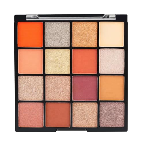 Gorgeous 16 Color Eyeshadow Palette | Matte & Shimmer | Beginner-Friendly | Long-Lasting & Easily Blendable | Eye Makeup Palette – 37g (MK09-Golden Skyline)