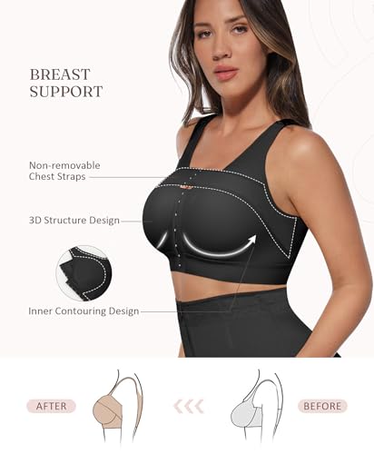FeelinGirl Front Closure Posture Corrector Bra for Women Post Surgery Compression Bra with Breast Support Band2