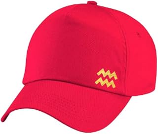 Classic Red Cap with Aquariys zodiac Golden Color Logo
