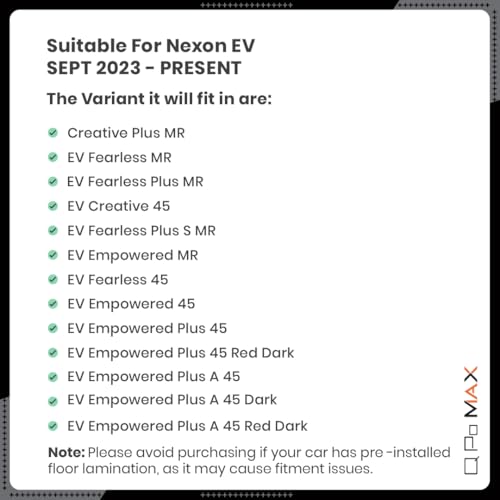 Image of Q Po Nexon EV (MAX) Sept 2023 - Present | ECO TPE Car Floor Mat | Anti Slip All Weather Mats for Nexon EV (Black)