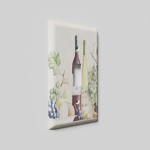 Miniatura 8 de Placa de pared combinada con interruptor de luz decorativa, placa basculante individual de doble interruptor, uvas y vino Combo de palanca