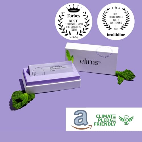 Image of ELIMS Teeth Whitening Strips for Sensitive Teeth 21 Treatments - Food-Grade & Made by Dentists - Whiten Up to 7 Shades - Dissolving Mess-Free Application - Visible Results in 14 Days - 42 Strips