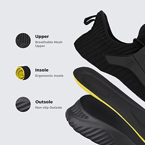 Image of Flysocks Sneakers for Women Lightweight Fashionable Walking Shoes for Women Breathable and Non-Slip Sports Gyms Work Shopping Travel, F- All Black, 6.5