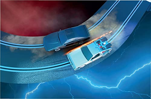 Scalextric Back To The Future's Delorean Vs Knight Rider's Kitt 1:32 Slot Car Race Track Set C1431T, Silver & Black #TOP6