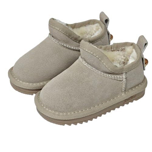 Unisex Kids' Suede Outdoor Slip-On Shearling Boots, Snow boots (grey, Little Kid, 11, Numeric Range, US Footwear Size System, 11.5, Medium)2