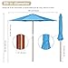 Yescom 9ft Wooden Outdoor Patio Blue Umbrella W/ Pulley Market Garden Yard Beach Deck Cafe Sunshade