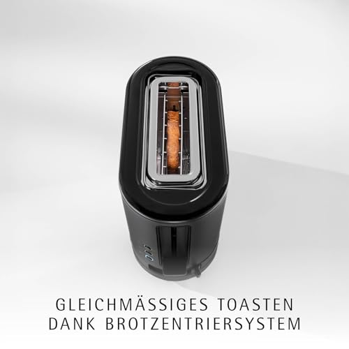 WMF Küchenminis toster 1 kromkowy z nasadką do bułek, na 1 szybę XXL, funkcja rozmrażania, toster z długim szczeliną z 7 poziomami opiekania, 600 W, stal nierdzewna, czarny matowy