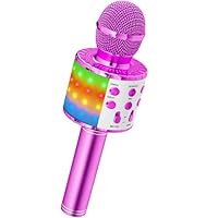 Ankuka Karaoke Wireless Microphone, 4 in 1 Handheld Bluetooth Microphones Speaker Karaoke Machine with Dancing LED Lights, Home KTV Player Compatible with Android & iOS Devices