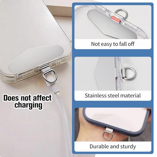 Blunesta 4pcs Phone Tether Tab – Universal Phone Lanyard Patch Holder for Mobile Phones, Anti-Drop Lanyard Connector for Cases with Charging Port Access, Cell Phone Tether for Work, Travel, Events - Image 2