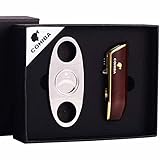 ポータブルシガーライターとシガーカッターセットジェットブルートリプル調節可能な炎詰め替え可能なブタントーチギフトボックス付き …,Red