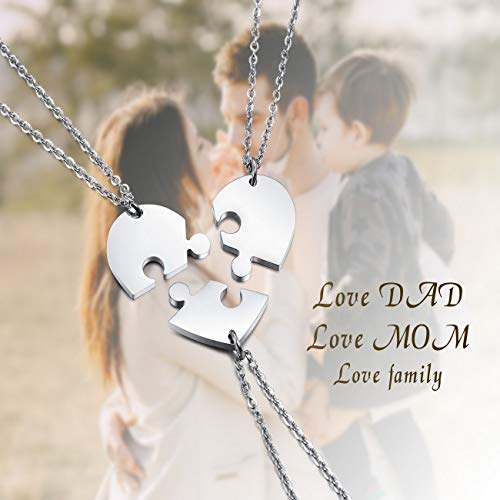MeMeDIY Personalized Heart Pendant Jigsaw Puzzle Necklace Customized Name for Couples Men Women Engraving for Boyfriend Girlfriend Stainless Steel Lovers Set Jewelry for Family Love Friendship2