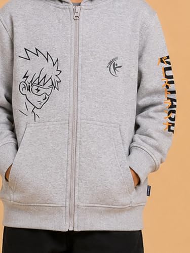 Image of Unisex Kids Solid Full Sleeve Zip Front Open Hooded Sweatshirt