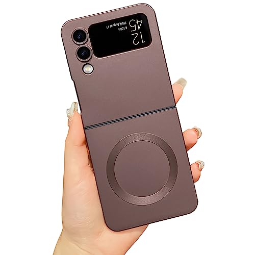 Ioirbeth 888 Magnetic Samsung Galaxy Z Flip 4 Case [Compatible With Magsafe] Built-In Camera Lens Protector Film Premium Metallic Paint Soft Touch Silicone Shockproof Luxury Z Flip4 Phone Cover  cover