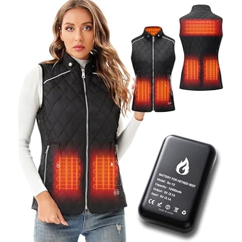 SEMANJLL Heated Vest for Women, 6 Heated Zones Neck Heated Women Heated Vest Coat(10400mAh Battery Pack Included Cover