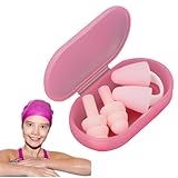 OYZOQ Nasenklammer schwimmen Ohrstöpsel Silikon für Kinder, wiederverwendbarer schützender Nasenstöpsel mit Schwimmbox, für das Anfängertraining