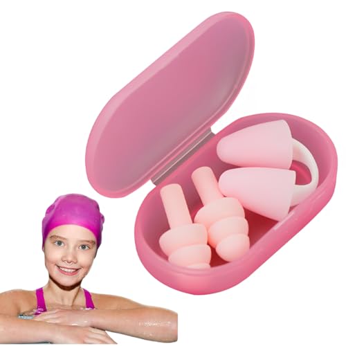 OYZOQ Nasenklammer schwimmen Ohrstöpsel Silikon für Kinder, wiederverwendbarer schützender Nasenstöpsel mit Schwimmbox, für das Anfängertraining