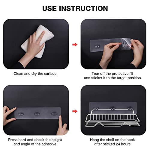 Conworld 2 Packs Shower Caddy Adhesive Replacement, Strong Sticky Heavy-Duty Wall Adhesives Nail Free Transparent Adhesive Pad, Adhesives Hook For Shower Caddy, Kitchen Racks, Bathroom Storage Shelves #TOP5