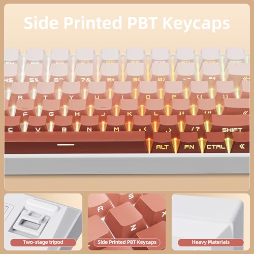 Image of ZORNHER ZH100 Wireless Mechanical Keyboard,98% Pink Creamy Keyboard with Number Pad,Full Size Rose Gold Gaming Keyboard,Lighted Up PBT Dipped Keycaps,Creamy Sounding Linear Switches