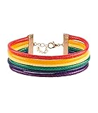 faschingskostüme vorarlberg Größe: 19 cm + 3 cm SIX Armschmuck: Pride - Armschmuck, Lederimitat in Regenbogen Farben für Karneval und Faschingskostüme (748-353)