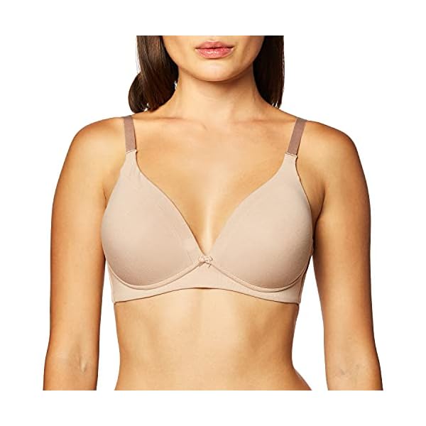 Warner's Women's Invisible Bliss Cotton Comfort Wireless Lift T-Shirt Bra RN0141A, Toasted Almond, 36C