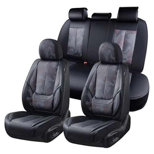 Image of Coverado Seat Covers, Car Seat Covers Full Set, Leather Seat Covers for Cars, Car Seat Protector, Black Car Seat Covers Front Seats and Back Seats Universal Fit for Most Cars Camo