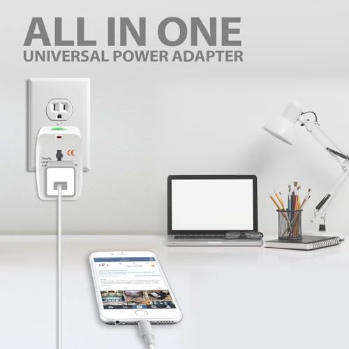 Image of Pivalo Universal Travel Adapter with All in one Multipurpose Power Plug Portable International Travelling 150+ Countries for Phone Camera Laptop (White, Pack of 1)