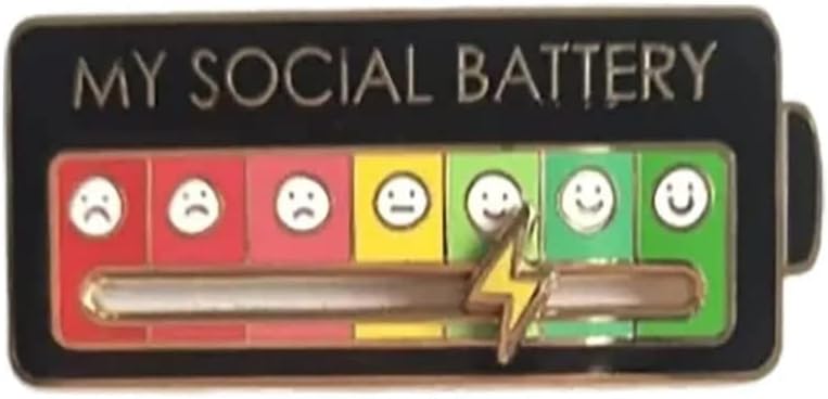 MY SOCIAL BATTERY Enamel Mood Conversion Lapel Pin Badge: Funny Social Battery Indicator, 7 Days Mood, Cute, Creative Expression Pin Brooch for Men & Women Gift