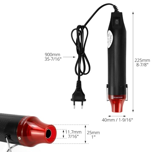 QWORK® Mini pistolet na gorące powietrze, 220 V, 300 W, przenośna suszarka na gorące powietrze, do rur termokurczliwych, wytłaczania, suszenia papieru