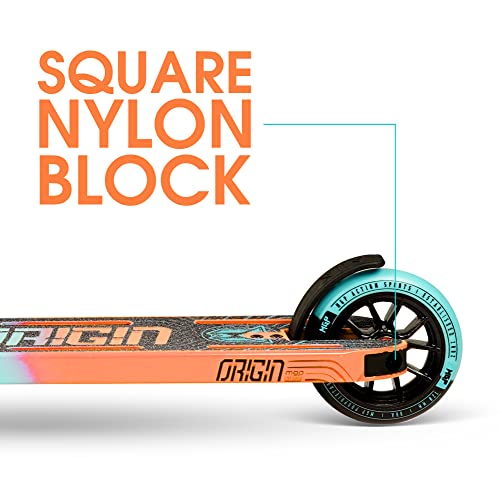 Madd Gear - Mgo Origin Pro Scooter - Trick Scooter For Kids 6 And Up - Bmx Free Style Stunt Scooter For Beginners - High Grade Aircraft Aluminum 5" Deck - Teal/Orange #TOP4