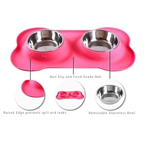 Hubulk Pet Dog Bowls 2 Stainless Steel Dog Bowl with No Spill Nonskid Silicone Mat + Pet Food Scoop Water and Food Feeder Bowls for Feeding Small Medium Large Dogs Cats Puppies s Pink  Cucciolini Doodles Hubulk pet dog bowls 2 stainless steel dog bowl with no spill non skid silicone mat + pet food scoop water and food feeder bowls for feeding small medium large dogs cats puppies s pink   cucciolini doodles